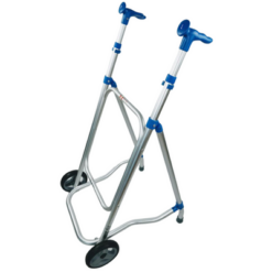 caminador fly2 de aluminio, plegable y con dos ruedas delanteras