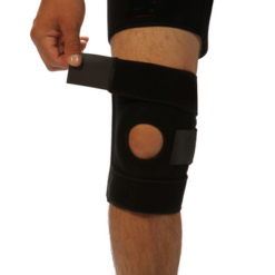 rodillera larga de neopreno abierta color negro